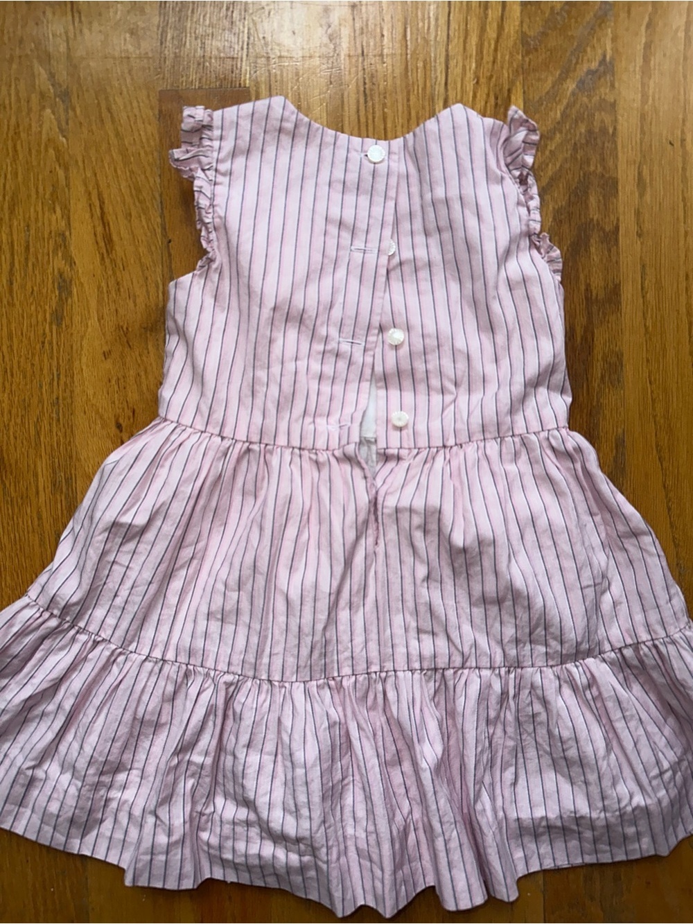 Ralph Lauren Babygirl Pink and White Striped Ruffle Sleeve Dress - Picture 7 of 8